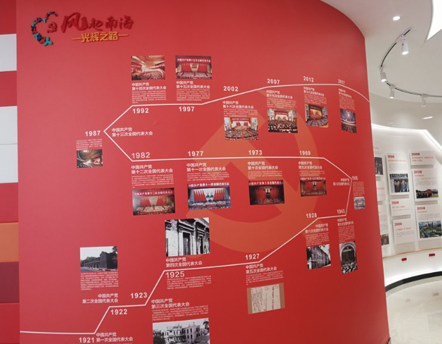 党史展览厅从红船精神起航 以时间轴形式依次展示了中共党史,深圳党